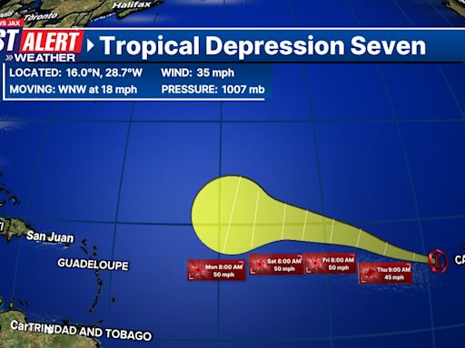 Tropical Depression 7 forms in far east Atlantic Ocean