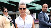 Pink looks edgy in a white zip-up dress at day 12 of Wimbledon