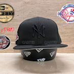 New Era x MLB NY Yankees 59Fifty 美國職棒紐約洋基黑底黑字百年紀念部章全封帽