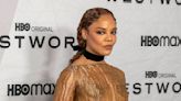 Tessa Thompson Gives Naked Dress Trend Galactic Twist With Thick Choker Necklace & Neutral Pointy Sandals for ‘Westworld’ Season 4...