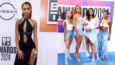 ...in Vintage Versace, Keke Palmer Delivers Girl Group Style With Divagurl and More Stars on the BET Awards 2024 Red Carpet