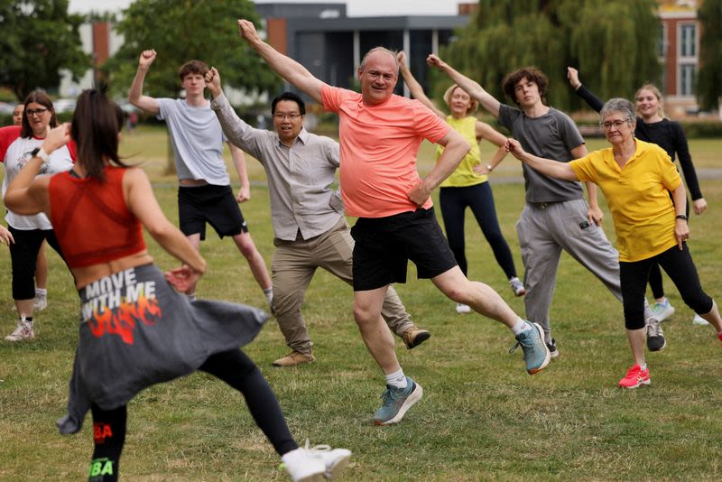 Splashing and sliding Lib Dem leader brings fun to UK election