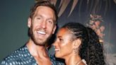 Vick Hope flashes sideboob in gold dress with husband Calvin Harris