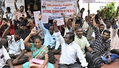 Visually-impaired continue protest seeking employment