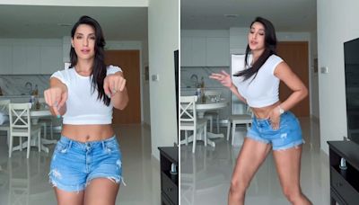 Even When She Does The Tauba Tauba Hook Step, Nora Fatehi In A White Tee And Denim Shorts Is Hard To Miss