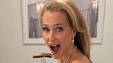 Gillian Anderson Shares Cheeky Behind-the-Scenes Photo Eating a Sausage in Her Viral Vagina Golden Globes Dress