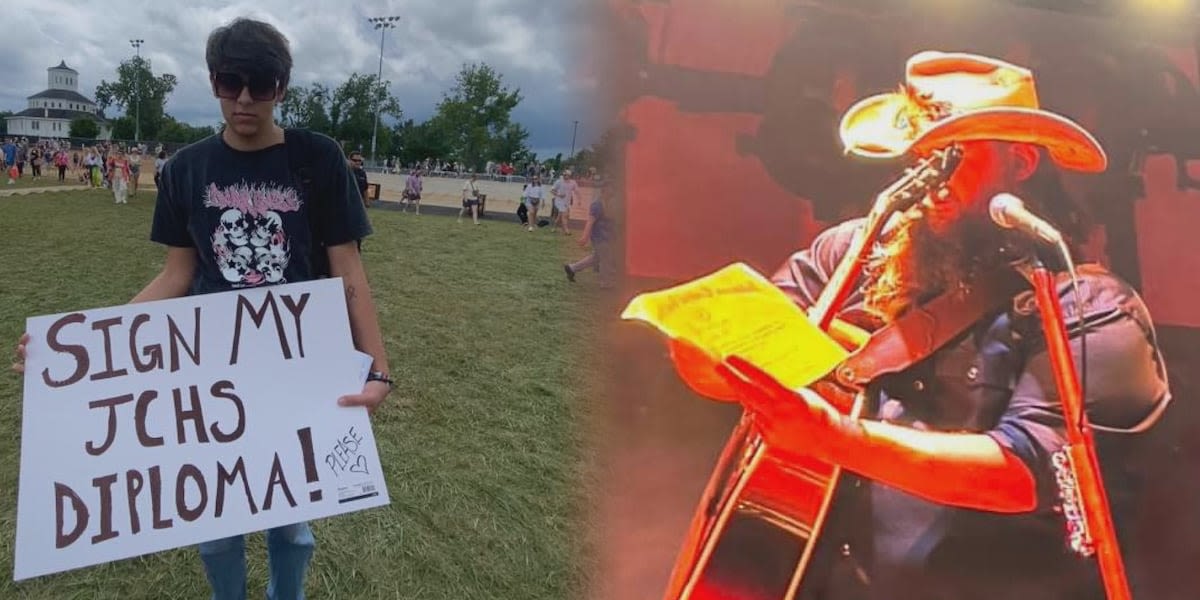 Chris Stapleton signs high school graduate’s diploma during music festival