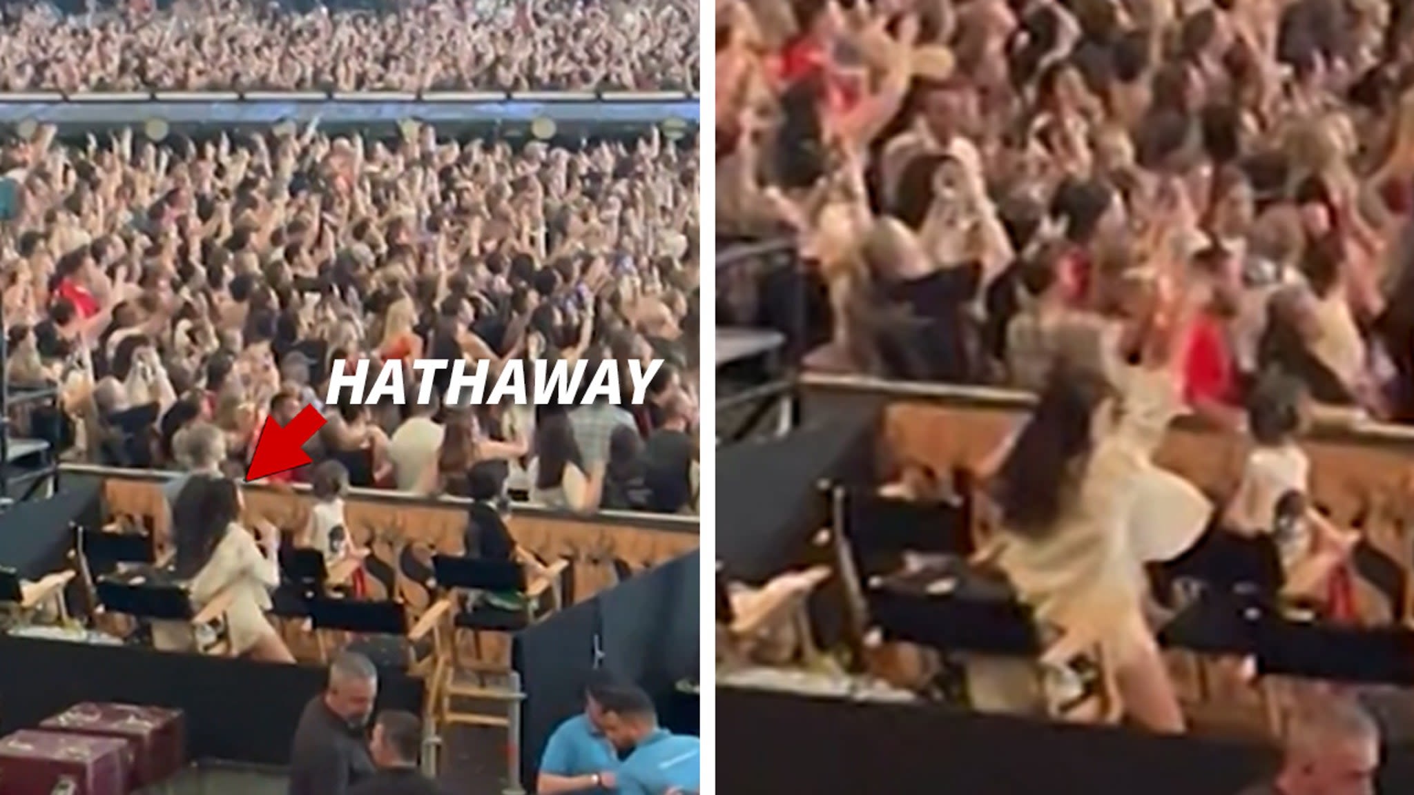 Anne Hathaway Dances Hard At Taylor Swift's Germany 'Eras' Tour Stop