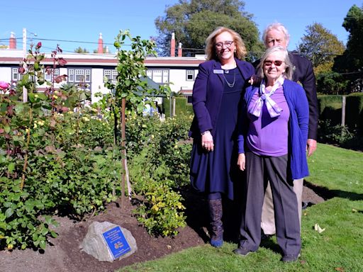 Community groups honour Queen Elizabeth II with rose planting in Oak Bay park