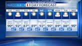 Back to 90s; Windy Wednesday; windier Saturday — Your 9-Day Forecast