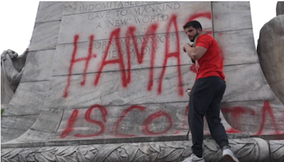 Protester sprayed ‘Hamas is comin’ at a pro-Gaza rally. He was turned in by a gym buddy