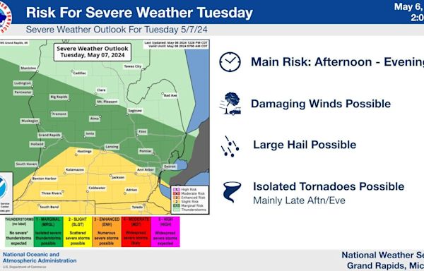 Lansing area could see severe storms late this afternoon bringing hail, tornadoes