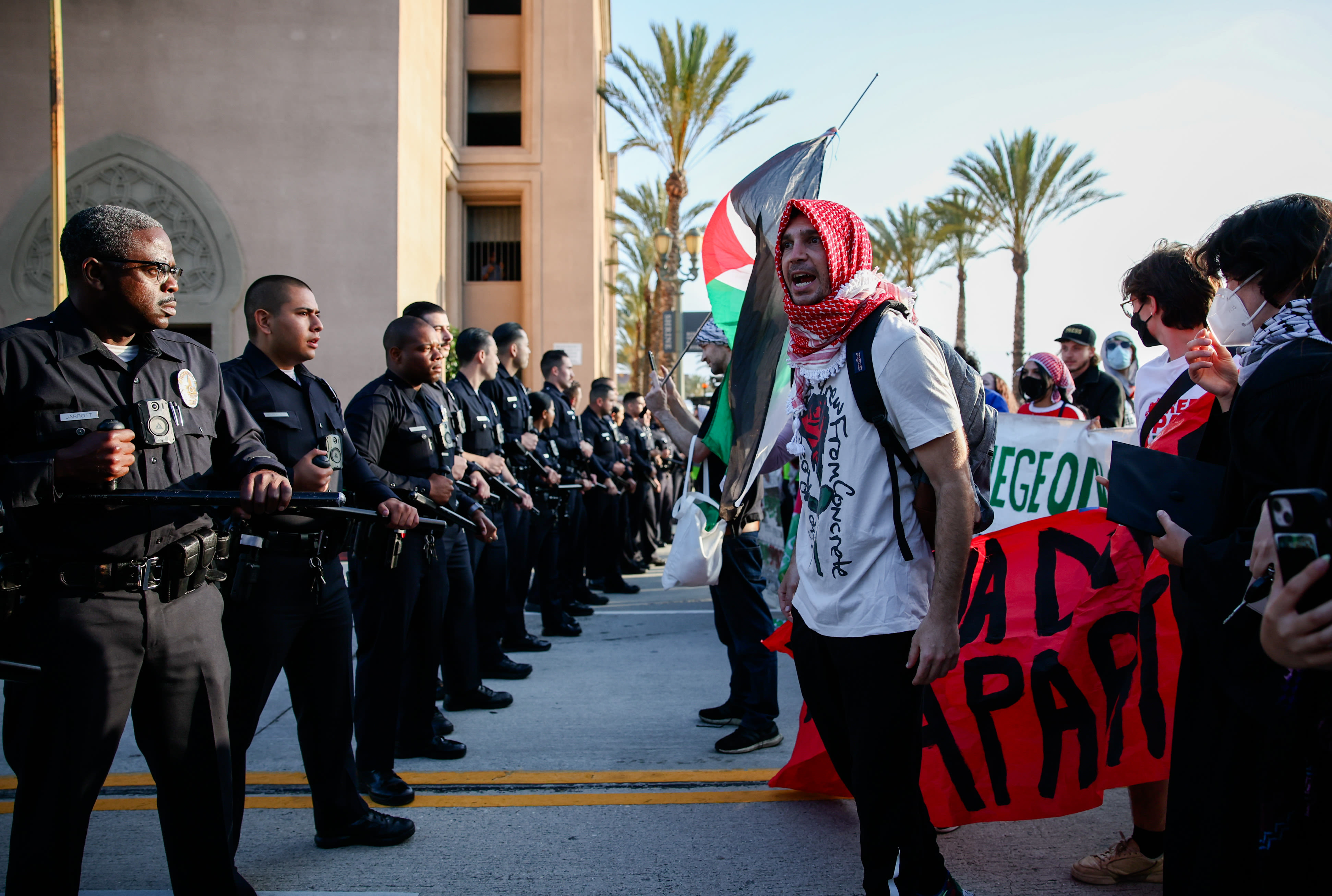 Pomona College graduation was moved — but protesters follow; intense confrontation ensues