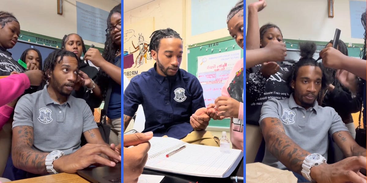 'I wouldn't do this if I were you': Teacher out after letting his students braid his hair and paint his nails