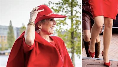 Máxima de Holanda es la reina latina más impactante con un vestido y zapatos pumps en rojo intenso