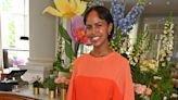 Sabrina Elba Pops in Vibrant Orange Stella McCartney Knit Dress With Voluminous Sleeves for London Luncheon Event