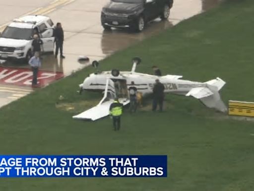 Chicago weather forecast: Strong wind, rain flip small plane in west suburbs; branches down in city