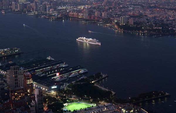 Cruise ship sails into New York City port with 44-foot dead whale across its bow