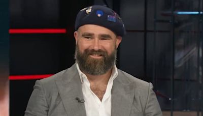 Jason Kelce wears a beret for ESPN debut after Paris Olympics trips