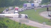 Semitruck overturns on Interstate 265 in southern Indiana, blocking both lanes