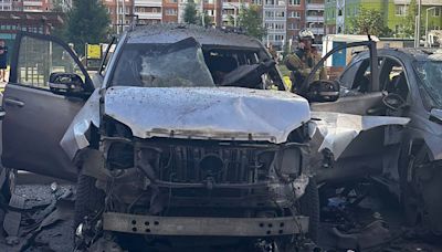 Moment car bomb 'blows up Putin commander' in Moscow in suspected Ukraine attack