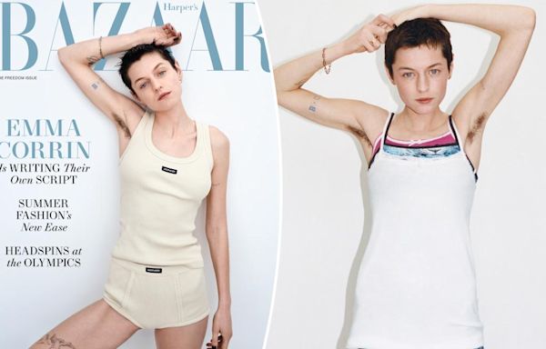 Emma Corrin divides social media by showing off armpit hair on Harper’s Bazaar cover