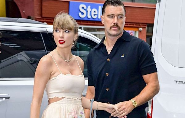 Taylor Swift and Travis Kelce Give Off “Grease ”Vibes in Dreamy Floral Dress and Slicked-Back Hair Look at N.Y.C. Wedding