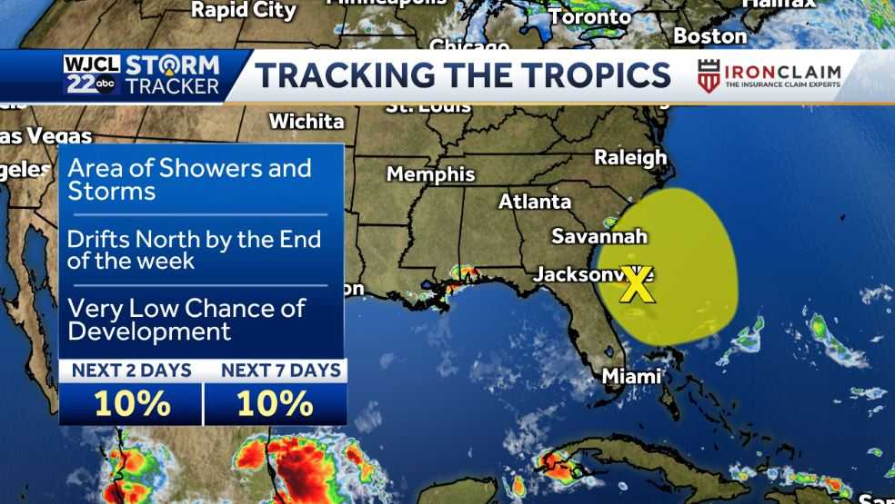 National Hurricane Center tracking an area for possible development off the southeast coast