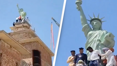 Man explains why he got Statue of Liberty replica put on his roof as internet is left in stitches