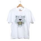 KENZO 新款印刷墨綠英文字母灰藍虎頭男款短袖T恤 (白色)