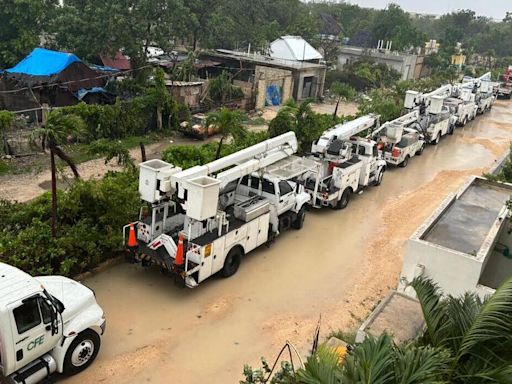 “Beryl” dejó sin electricidad a 203 mil usuarios en Quintana Roo y Yucatán: CFE