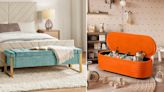 Add color (and organization) to any room with an upholstered storage bench