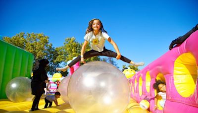 The world’s largest bounce house is jumping into Indy