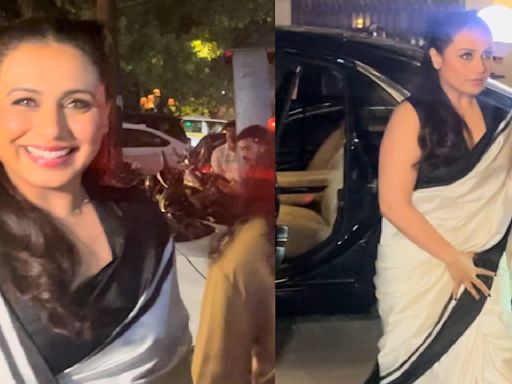 Give your festive look a playful twist like Rani Mukerji in her monochrome saree by adding a cute little bow