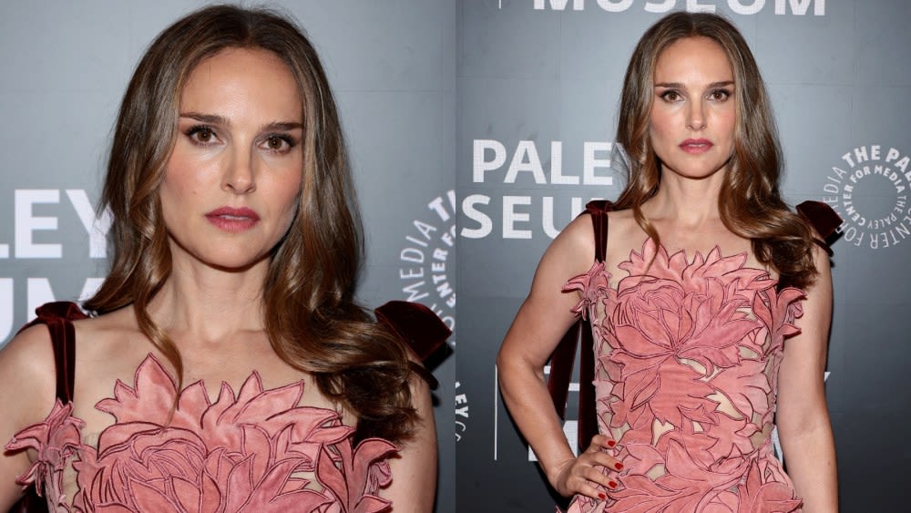 Natalie Portman Thinks Pink in Whimsical Oscar de la Renta 3D Minidress for ‘Lady in the Lake’ Red Carpet Screening