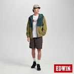 EDWIN 撞色防潑水連帽風衣外套-男-灰綠色