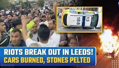 UK Leeds Riots: Rioters Torch Bus, Smash and Overturn Police Car with Pram and Rocks| Watch Video