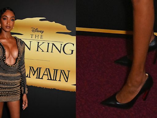 Jourdan Dunn Celebrates Disney & Balmain’s ‘The Lion King’ Collection in Classic Christian Louboutin Pumps