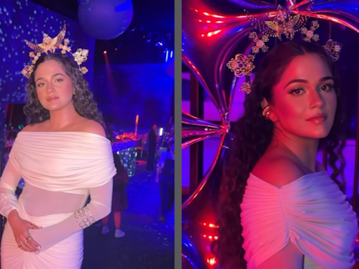 Anjali Merchant Channels Inner Celestial Goddess In White Gown And Elaborate Headpiece For Ambani's London Party