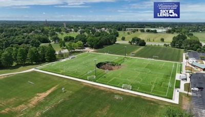 Watch: Massive sinkhole swallows soccer fields at Illinois park