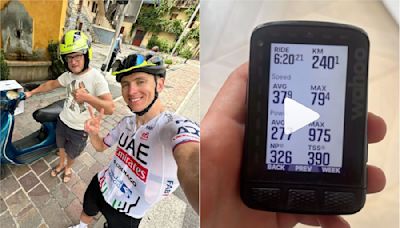 Tadej Pogačar appears to set a 415-watt FTP on six-hour-plus Worlds prep ride