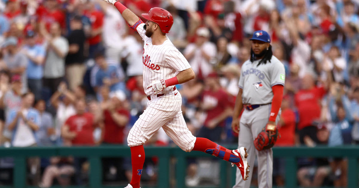 Kody Clemens uses Bryce Harper's model bat en route to career night as Philadelphia Phillies dominate Blue Jays