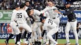 Aaron Boone, Marcus Stroman and Anthony Rizzo following Yankees walk-off win over Tigers