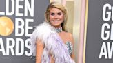 Heidi Klum Takes All the Fashion Risks at the 2023 Golden Globes in Sheer, Feathered Mini Dress