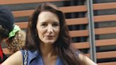 Kristin Davis looks beautiful in blue while filming Max revival series