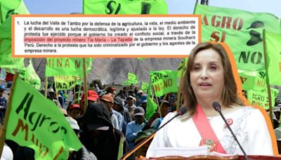 Dina Boluarte traiciona el compromiso con la población de Valle del Tambo: “Tía María no es un proyecto impuesto, es una realidad”