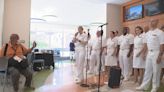 Navy sailors perform for patients at Mt. Washington Pediatric Hospital for Fleet Week