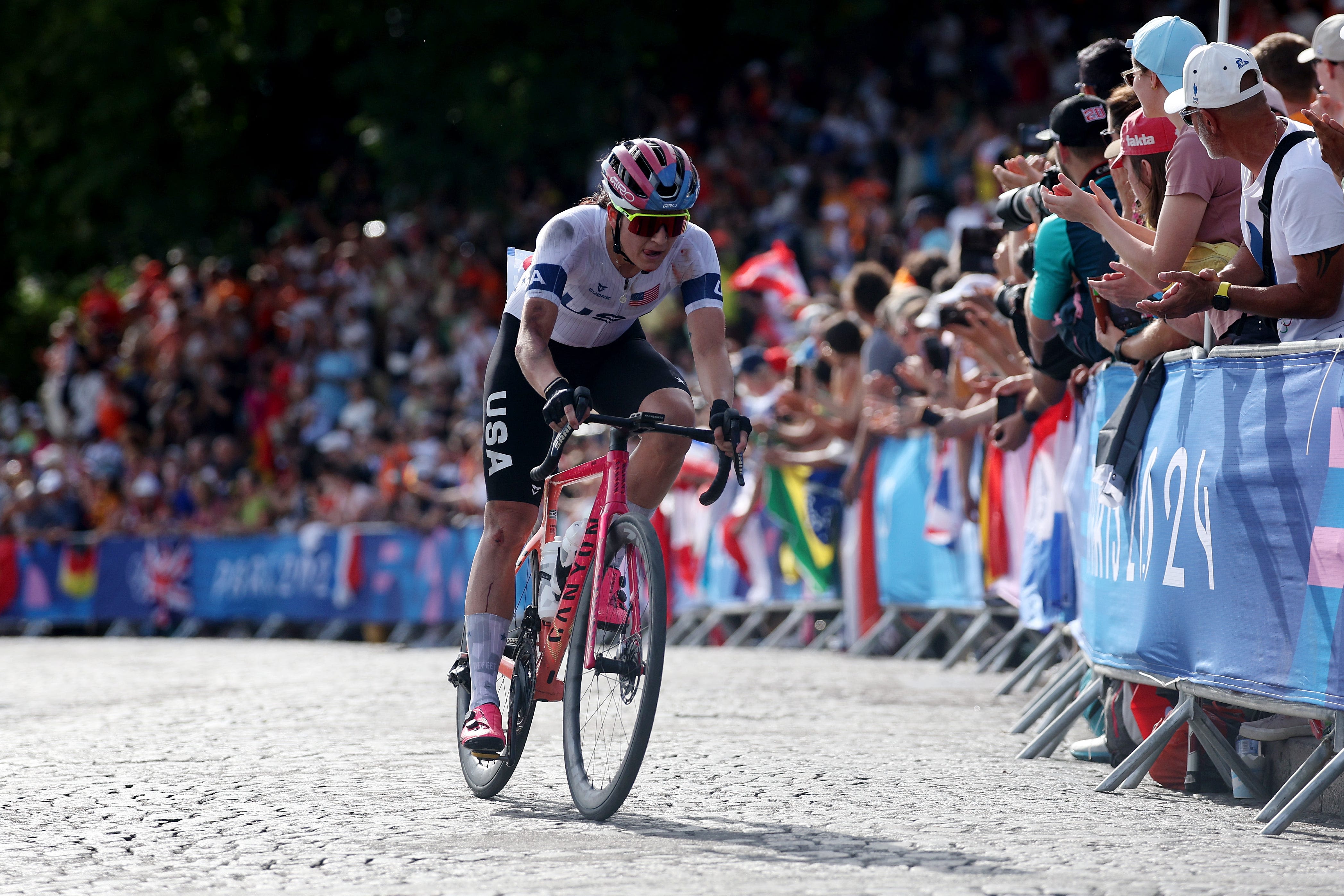 Chloe Dygert crashes again, finishes 15th in Olympics road race; U.S. teammate wins gold