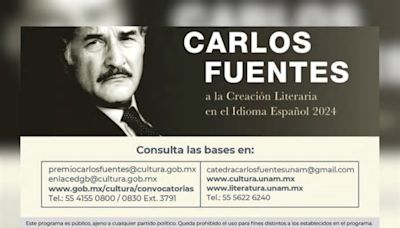 Abierta la convocatoria para el Premio Internacional Carlos Fuentes a la Creación Literaria