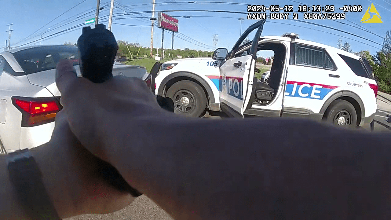 ‘I’m hit’: Bodycam shows Columbus officer’s shootout with Amazon guard